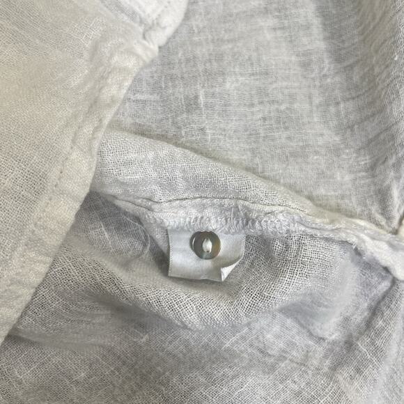 2)Tahari Womens Medium Light Blue & White Linen Button Front Oversized Shirt - Picture 14 of 15